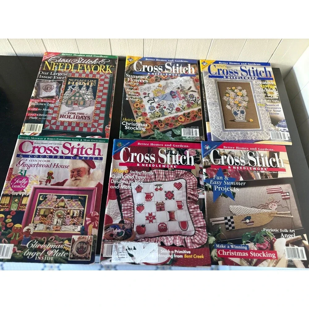 Vintage 1990s Cross Stitch Pattern Booklets Magazines Lot of 28 Needlework
